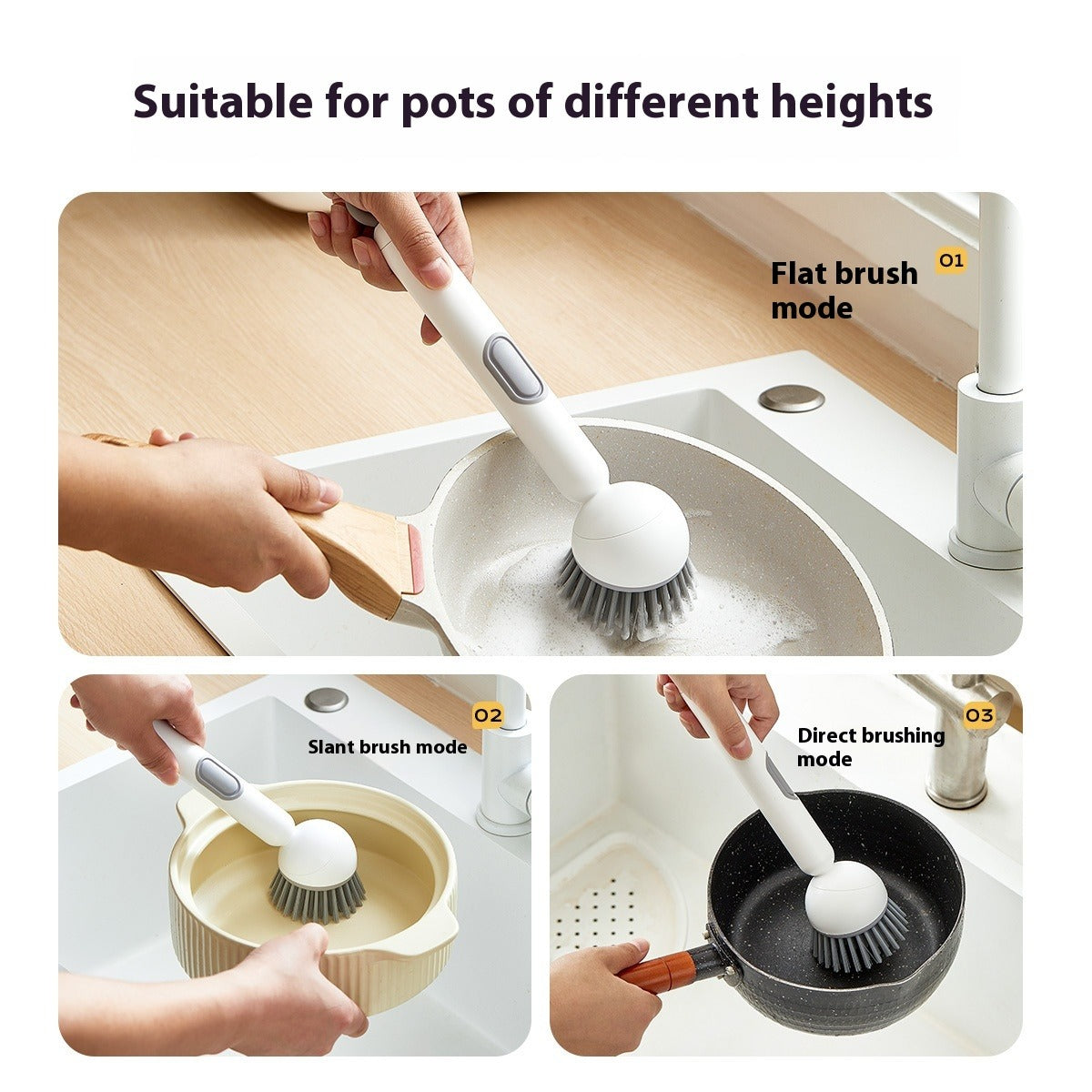 Long Handle Liquid Dispenser Rotating Wok Brush