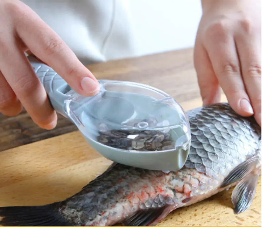 Kitchen Fish Scale Scraper Tool with Lid - Manual Use